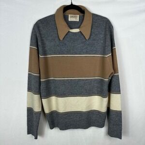 Lord‎ Jeff Striped Sweater Long Sleeve Vintage Collared Pullover Rugby Preppy